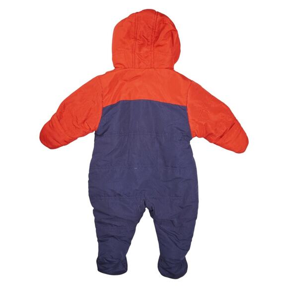 Tommy Hilfiger Baby Snowsuit 0-3M Hooded Bunting Suit Red Navy Logo - Picture 2 of 5